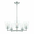 Designers Fountain Ingo 5 Light Modern Polished Nickel with Clear Ribbed Glass Shades Chandelier For Dining Rooms D230M-5CH-PN